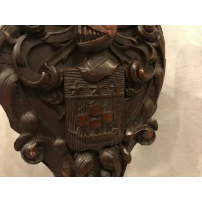 Beau bellows from ancient carved wooden fireplace 19 th