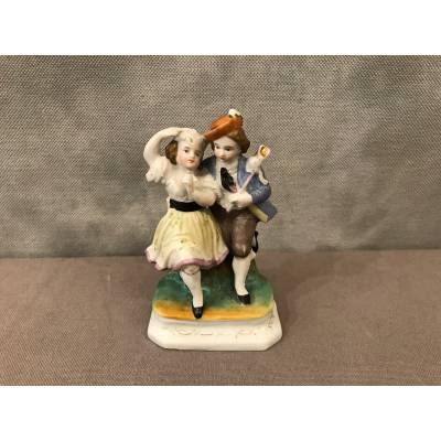 Petit groupe en porcelaine Allemande d'époque 19 ème