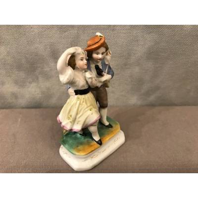 Petit groupe en porcelaine Allemande d'époque 19 ème