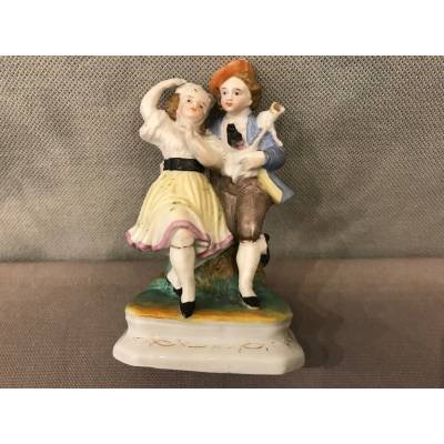 Petit groupe en porcelaine Allemande d'époque 19 ème