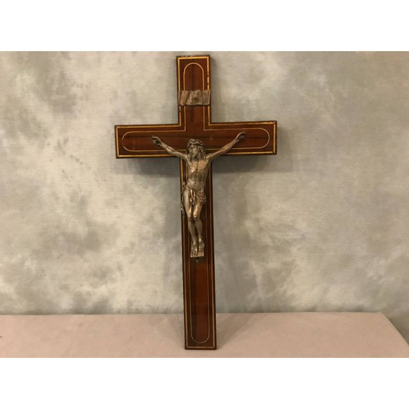 Bronze crucifix on stage mahogane 19 th