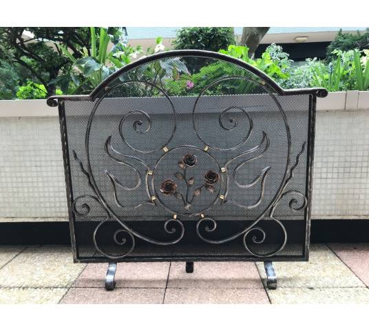 Beau large firewalls of old iron-wrought iron fireplace 1900