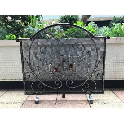 Beau large firewalls of old iron-wrought iron fireplace 1900