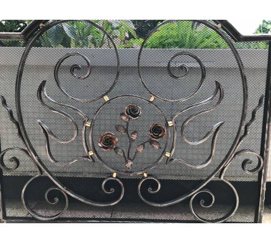 Beau large firewalls of old iron-wrought iron fireplace 1900