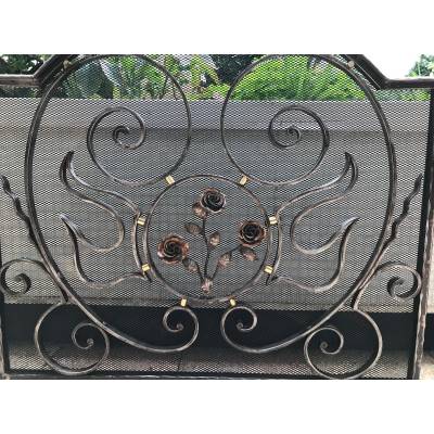 Beau large firewalls of old iron-wrought iron fireplace 1900