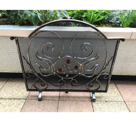 Beau large firewalls of old iron-wrought iron fireplace 1900