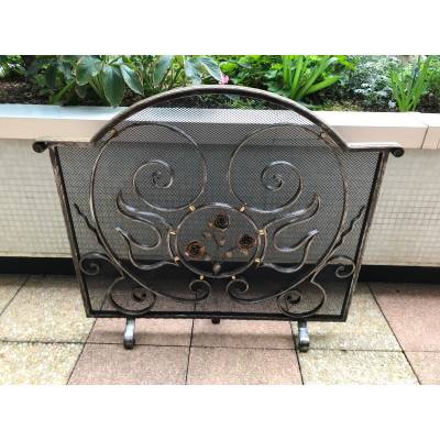 Beau large firewalls of old iron-wrought iron fireplace 1900