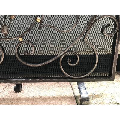 Beau large firewalls of old iron-wrought iron fireplace 1900