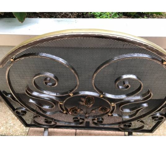 Beau large firewalls of old iron-wrought iron fireplace 1900