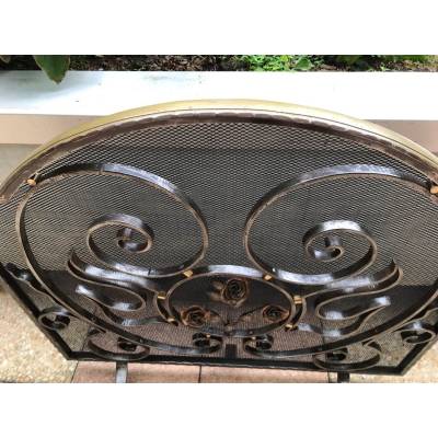 Beau large firewalls of old iron-wrought iron fireplace 1900