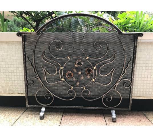 Beau large firewalls of old iron-wrought iron fireplace 1900