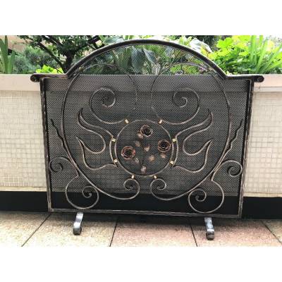 Beau large firewalls of old iron-wrought iron fireplace 1900