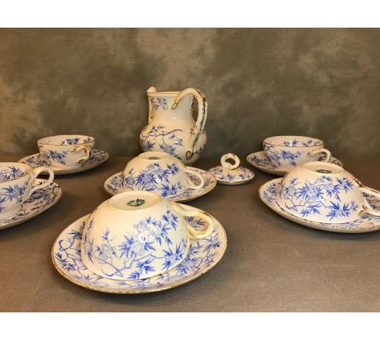 Sarreguemines porcelain tea service set 19 th