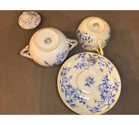 Sarreguemines porcelain tea service set 19 th