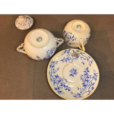 Sarreguemines porcelain tea service set 19 th