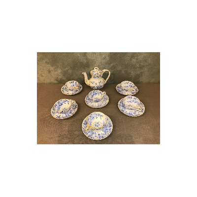 Ensemble de service à thé en porcelaine de Sarreguemines d'époque 19 ème