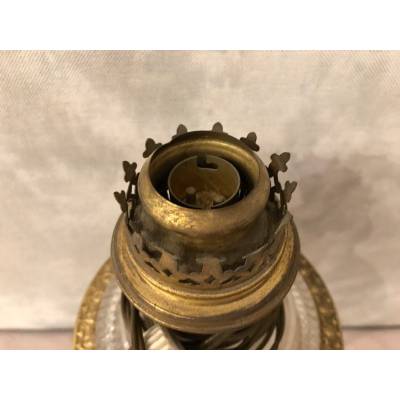 Beautiful bronze tripode oil lamp and epoch crystal of epoch 19 th