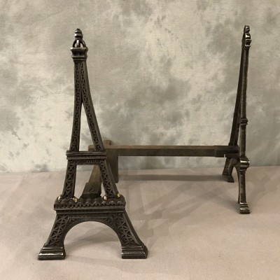 Ancient channels in polished cast iron around 1900 representing the Eiffel Tower