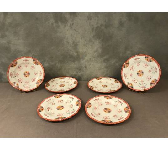 Set of six Minton porcelain desert plates of epoch 19 th