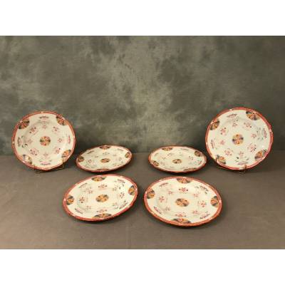 Ensemble de six assiettes à désert en porcelaine de Minton d'époque 19 ème