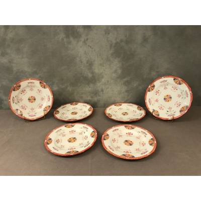 Set of six Minton porcelain desert plates of epoch 19 th