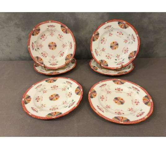 Set of six Minton porcelain desert plates of epoch 19 th