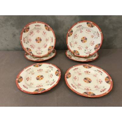 Set of six Minton porcelain desert plates of epoch 19 th