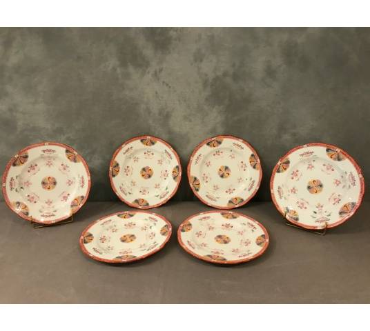 Set of six Minton porcelain desert plates of epoch 19 th