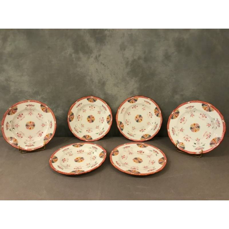 Set of six Minton porcelain desert plates of epoch 19 th