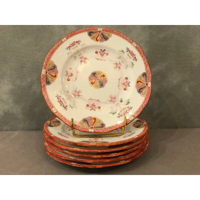 Set of six Minton porcelain desert plates of epoch 19 th