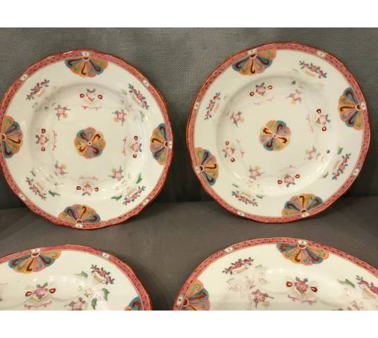 Set of six Minton porcelain desert plates of epoch 19 th