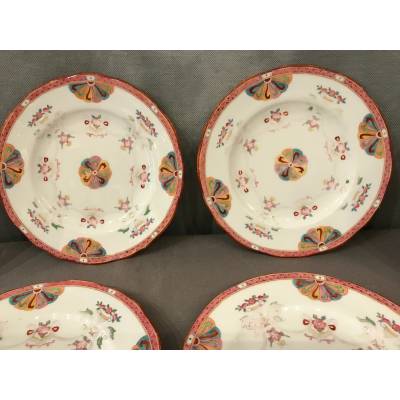 Set of six Minton porcelain desert plates of epoch 19 th