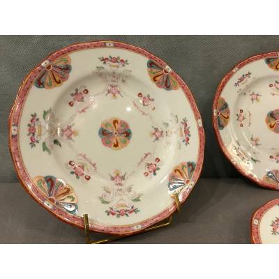 Set of six Minton porcelain desert plates of epoch 19 th