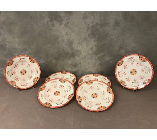 Set of six Minton porcelain desert plates of epoch 19 th