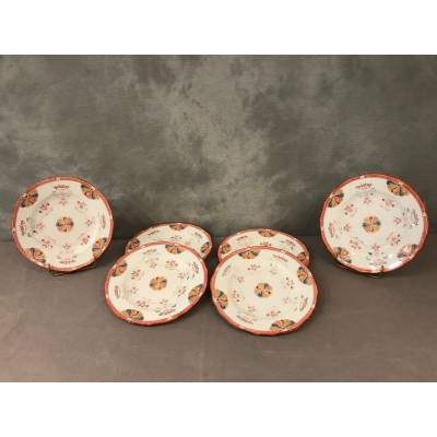 Set of six Minton porcelain desert plates of epoch 19 th