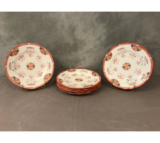 Set of six Minton porcelain desert plates of epoch 19 th