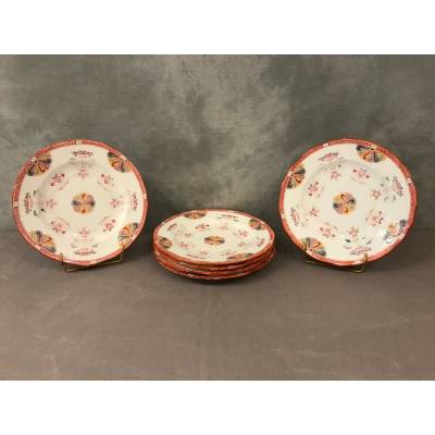 Set of six Minton porcelain desert plates of epoch 19 th