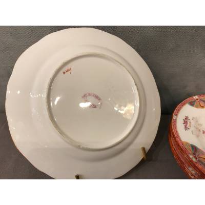 Set of six Minton porcelain desert plates of epoch 19 th