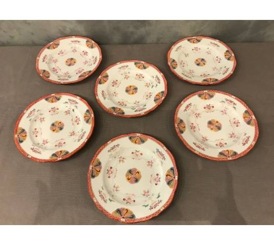 Set of six Minton porcelain desert plates of epoch 19 th