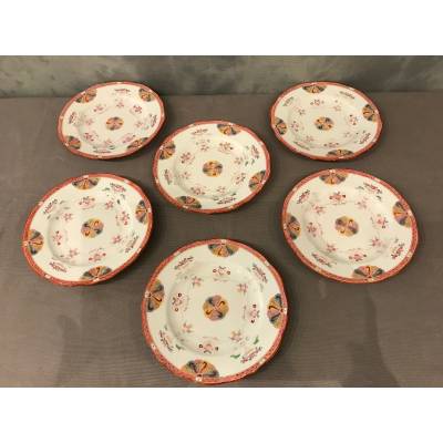 Ensemble de six assiettes à désert en porcelaine de Minton d'époque 19 ème