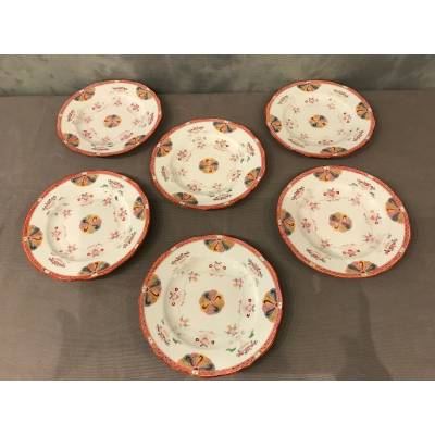 Set of six Minton porcelain desert plates of epoch 19 th