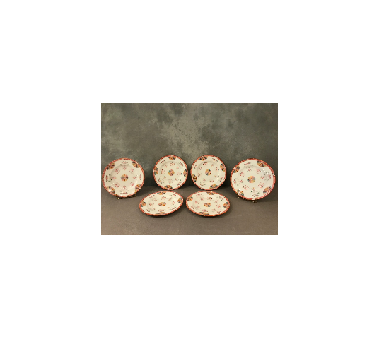 Set of six Minton porcelain desert plates of epoch 19 th