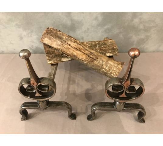Pair of old caster in cast iron 20 th