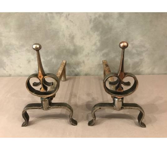 Pair of old caster in cast iron 20 th