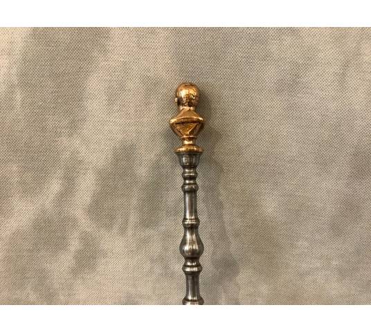 Pelle de cheminée ancienne en fer et bronze d'époque 19 ème