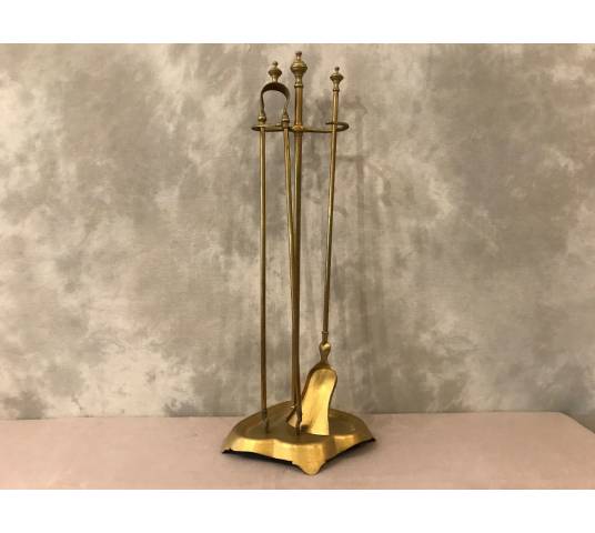 Servant of antique fireplace in vintage brass 19 th Louis Philippe