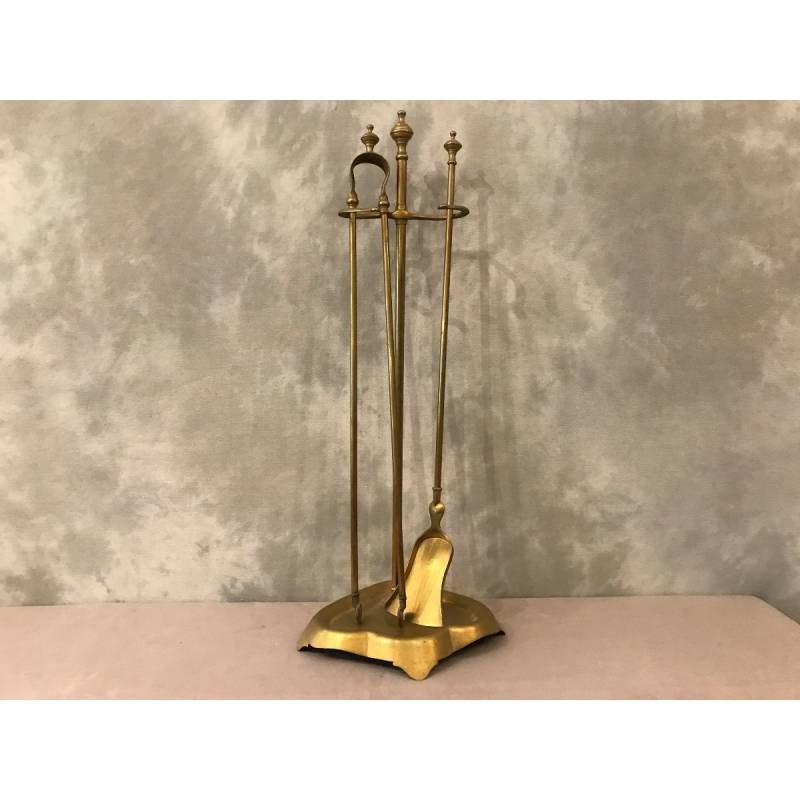 Servant of antique fireplace in vintage brass 19 th Louis Philippe