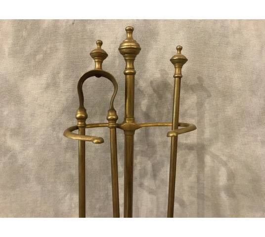 Servant of antique fireplace in vintage brass 19 th Louis Philippe