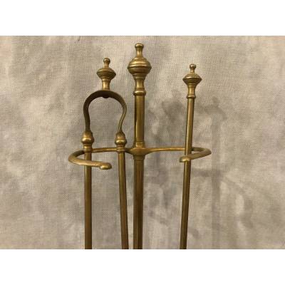 Servant of antique fireplace in vintage brass 19 th Louis Philippe