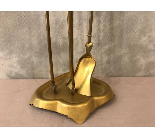 Servant of antique fireplace in vintage brass 19 th Louis Philippe